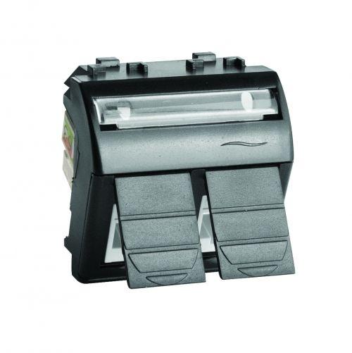 розетка компьютерная 2-м сп 2мод. brava rj45 кат.5e черн. dkc 77656n от BTSprom.by