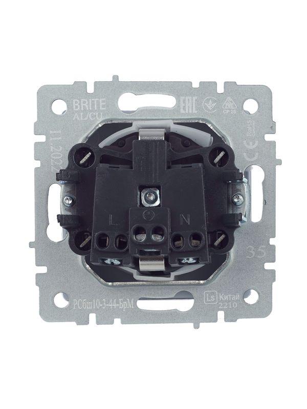  Розетка BRITE РСбш10-3-44-БрМ 16А IP44 с заземл. защ. шторки с крышкой механизм маренго IEK BR-R16-16-44-K35 фото в каталоге от BTSprom.by
