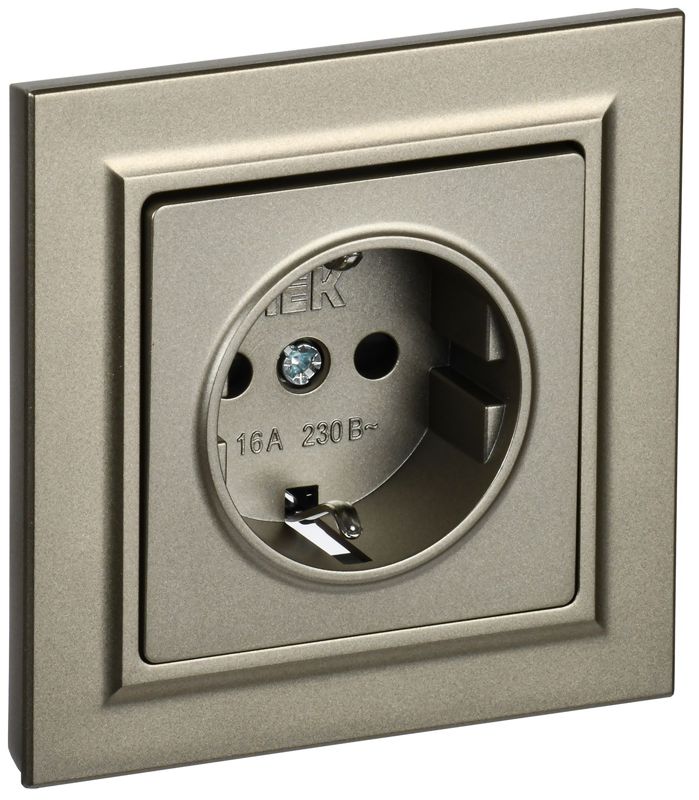 розетка сп brite рср14-1-0-брш 16а в сборе с заземл. защ. шторки шампань iek br-r14-16-k37-f от BTSprom.by