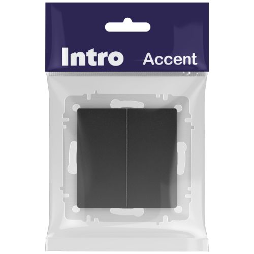  Выключатель 2-кл. СП Accent 6-104-05 10А IP20 250В AL/CU антрацит Intro Б0063488 фото в каталоге от BTSprom.by