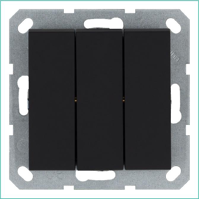 выключатель 3-кл. 10а ip20 механизм черн. матовый soft touch jasmart g3031pb от BTSprom.by