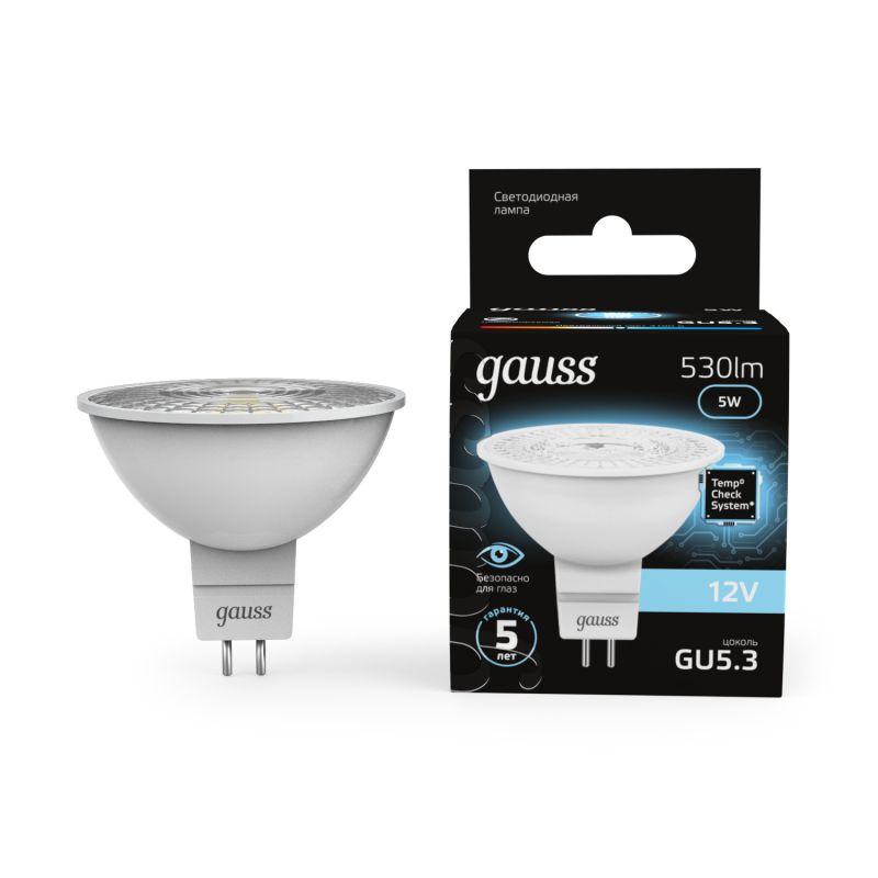 лампа светодиодная black 5вт mr16 софит 4100к нейтр. бел. gu5.3 530лм dc 12в gauss 201505205 от BTSprom.by