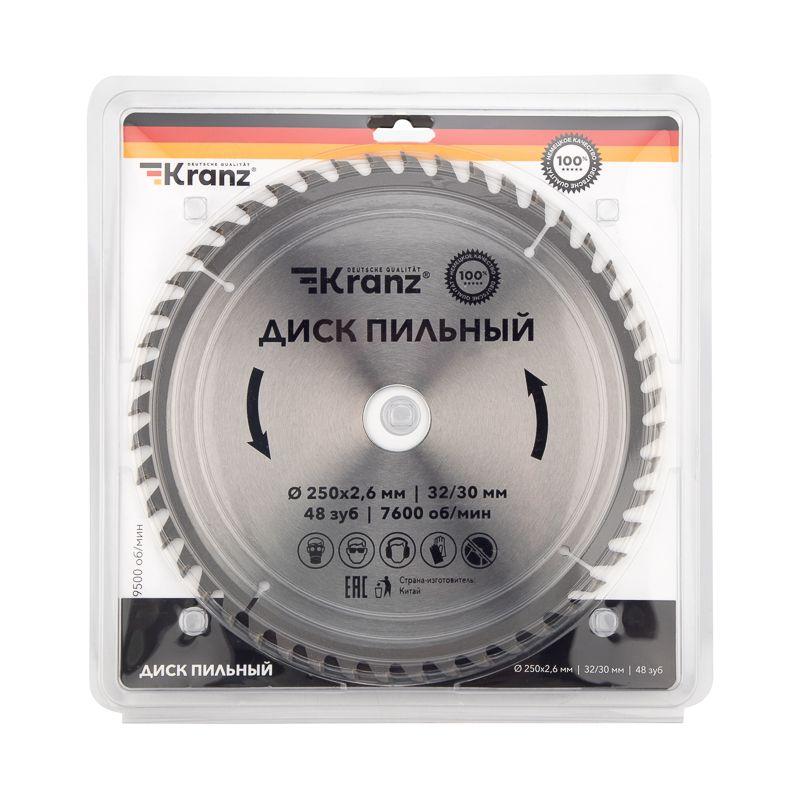  Диск пильный 250мм х48зуб х32/30мм Kranz KR-92-0128 фото в каталоге от BTSprom.by