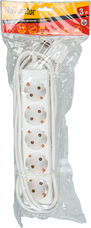 удлинитель 5х5м с заземл. 10а ip20 npe-s-05-500-e-3х0.75 пвс 3х0.75 navigator 71556 от BTSprom.by