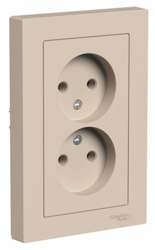 розетка 2-м. atlasdesign 16а без заземл. в сборе песочн. se atn001220 от BTSprom.by