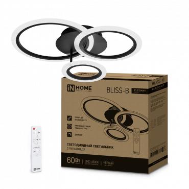 светильник светодиодный elegant bliss-b 60вт 3000-6500к 4700лм 230в 500х500х140мм с пультом ду черн. in home 4690612043371 от BTSprom.by