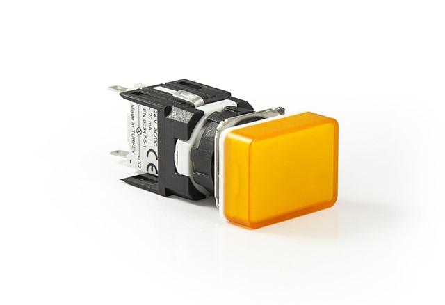 арматура сигнальная 16мм прямоугольная 12-24 ac/dc желт. emas d080dxs от BTSprom.by