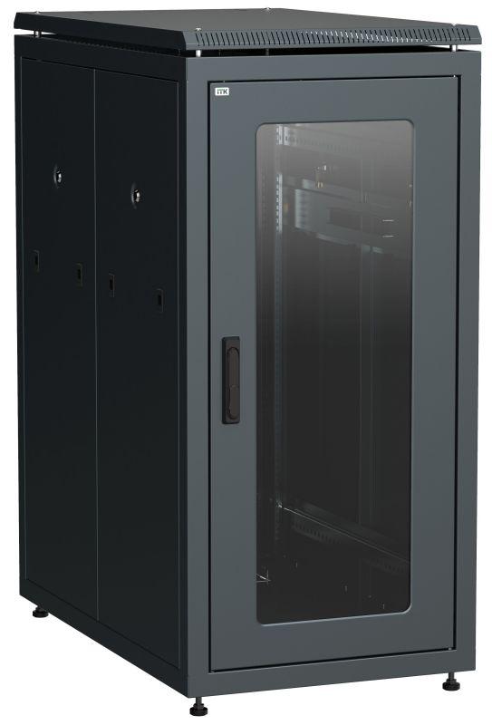 шкаф сетевой 19дюйм linea n 28u 600х1000мм стеклянная передняя дверь черн. itk ln05-28u61-g от BTSprom.by