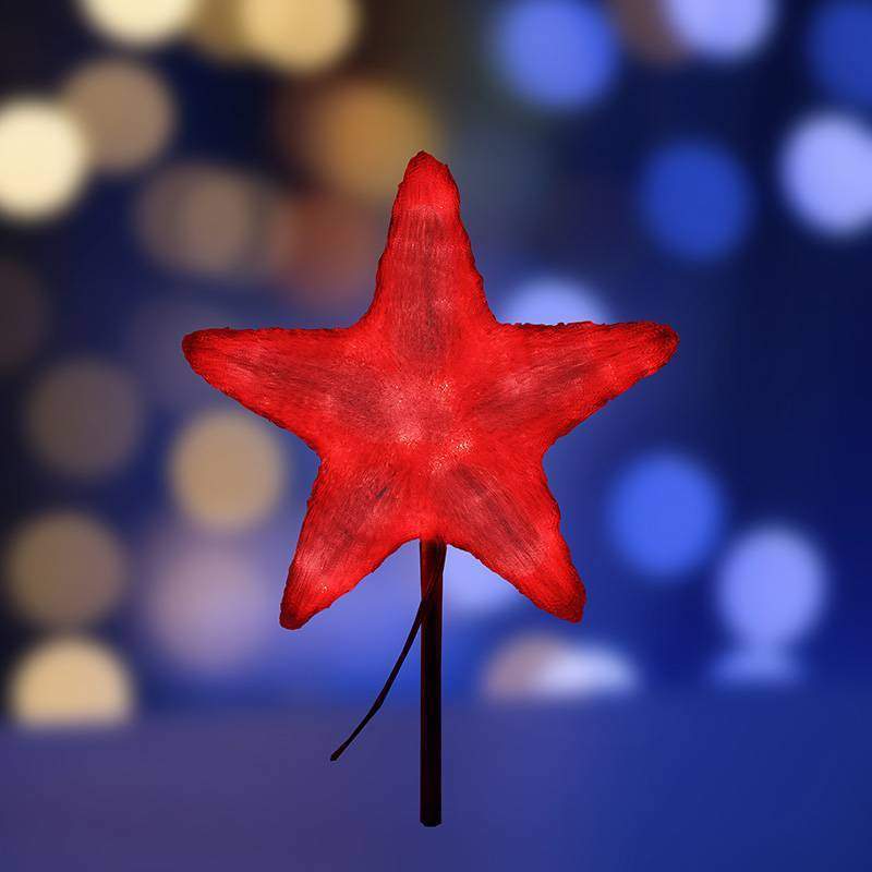 акриловая светодиодная фигура звезда 50 см, 160 светодиодов, красная со съемной трубой 15 см и кольцом для подвеса от BTSprom.by