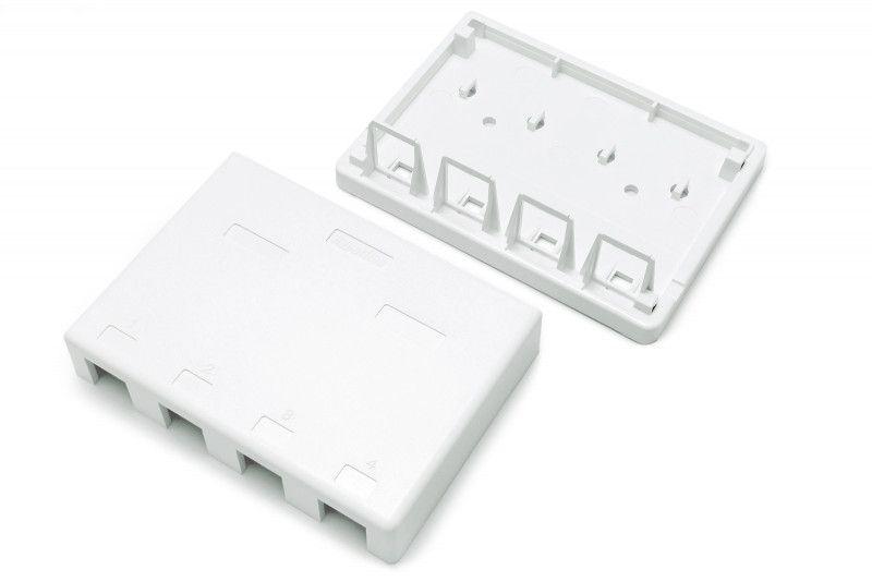корпус настенной розетки для установки 4-х вставок типа keystone jack sbb3-4-wh бел. hyperline 441130 от BTSprom.by