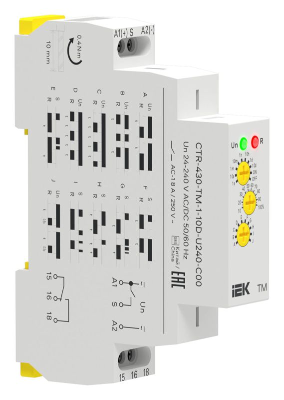 реле времени многофункц. tm 1 контакт 24-240в ac/dc iek ctr-430-tm-1-10d-u240-c00 от BTSprom.by