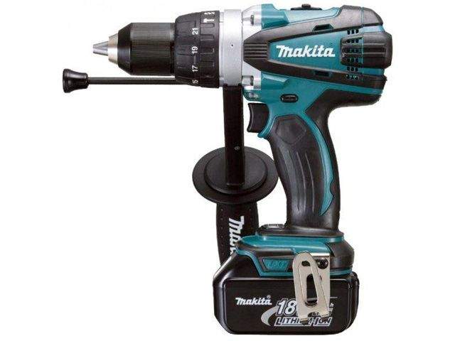 аккум. ударная дрель-шуруповерт makita lxt dhp 458 rfe в чем. (18.0 в, 2 акк., 3.0 а/ч li-ion, 2 скор., 91 нм, шурупы до 10 мм, сверление в металле до от BTSprom.by