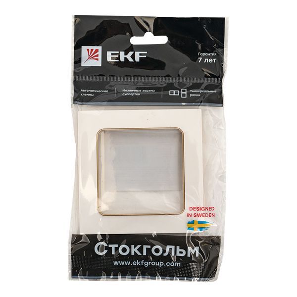  Рамка 1-м Стокгольм бел. с линией цвета шампань PROxima EKF EYM-G-302-10 фото в каталоге от BTSprom.by