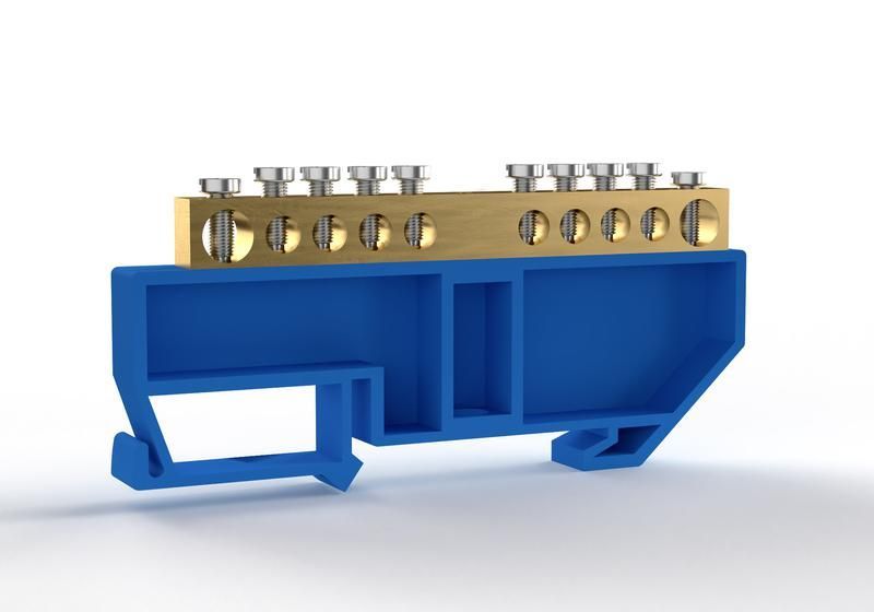 шина нулевая на din-изоляторе 6х9мм 10 отвер. латунь tokov electric tke-bcb-69-10-din/n от BTSprom.by