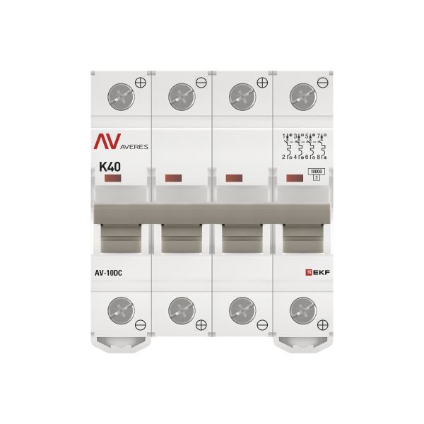  Выключатель автоматический модульный 4п K 40А 10кА AV-10 DC AVERES EKF mcb10-DC-4-40K-av фото в каталоге от BTSprom.by