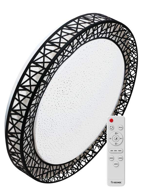 светильник светодиодный premium loft-b 120вт 230в 3000-6500к 9600лм ip40 490х100мм настенно-потолочный управляемый с пультом ду космос kslofb120w от BTSprom.by
