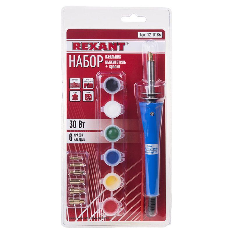  Набор паяльник-выжигатель (6 насадок) 220В/3Вт + краски Rexant 12-0186 фото в каталоге от BTSprom.by