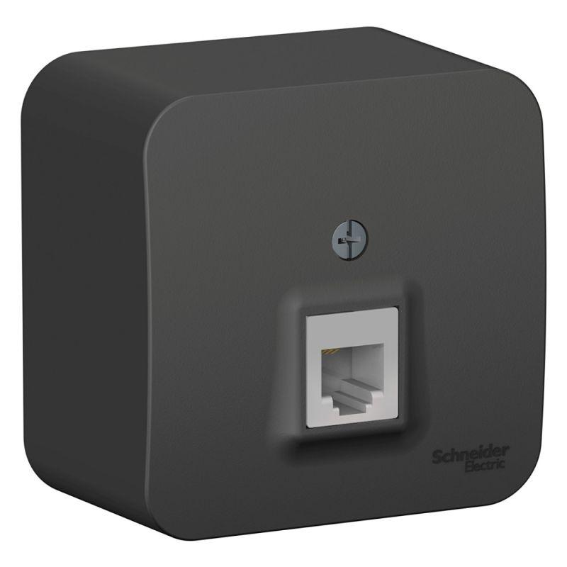 розетка телефонная 1-м оп blanca rj11 с изолир. пластиной антрацит se blnia011006 от BTSprom.by