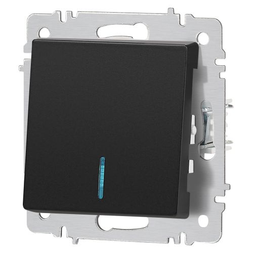  Выключатель 1-кл. СП Accent 6-102-05 10А IP20 250В с подсветкой AL/CU антрацит Intro Б0063475 фото в каталоге от BTSprom.by