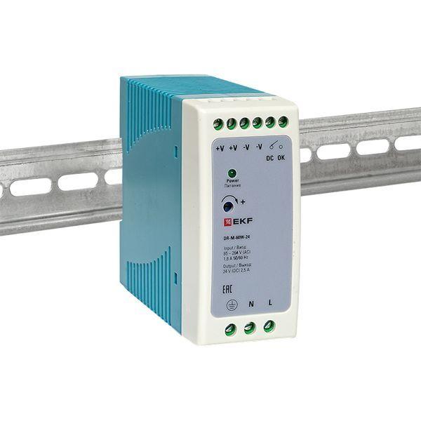  Блок питания на DIN-рейку 60Вт 220В AC/24В DC постоянного тока EKF DR-M-60W-24 фото в каталоге от BTSprom.by