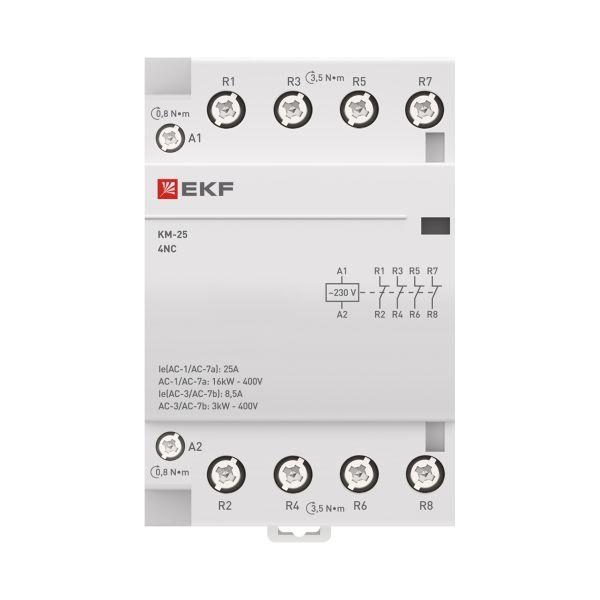  Контактор модульный КМ 25А 4NC (3 мод.) PROxima EKF km-3-25-04 фото в каталоге от BTSprom.by