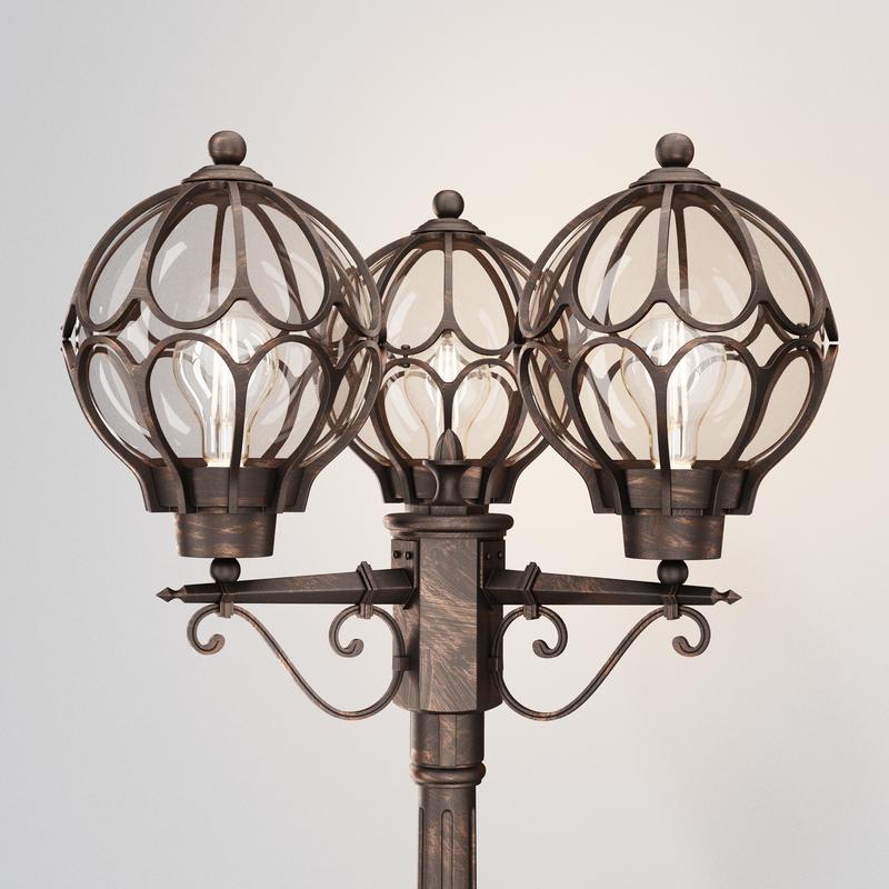  Светильник Via 3х60Вт E27 IP44 садово-парковый Maytoni O023FL-03G фото в каталоге от BTSprom.by