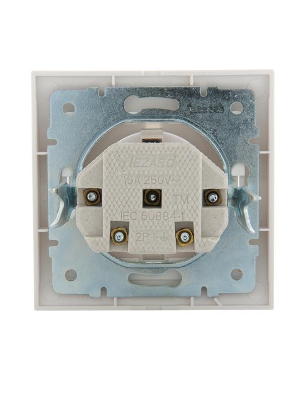  Розетка 1-м СП Deriy 16А IP20 с заземл. защ. шторки керамика бел./бел. LEZARD 702-0202-124 фото в каталоге от BTSprom.by