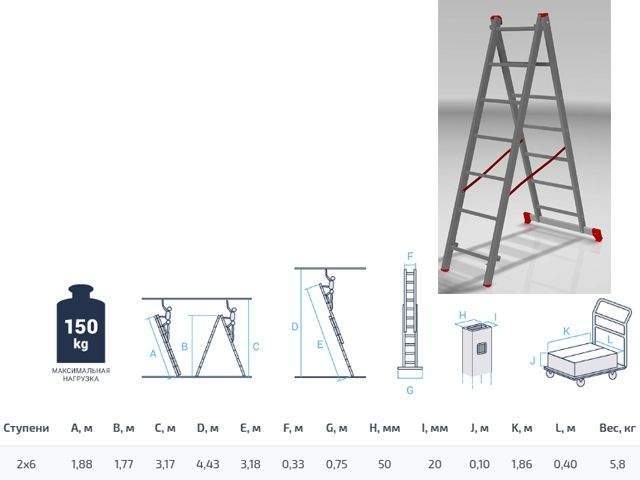 лестница алюм. 2-х секц. 177/318см 2х7 ступ., 5,8кг pro startul (st9947-07) от BTSprom.by