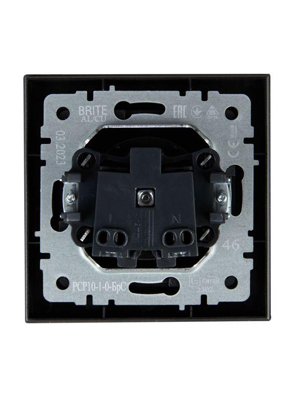  Розетка СП BRITE РСР10-1-0-БрС 10А в сборе без заземл. без защ. шторок сталь IEK BR-R10-10-K46-F фото в каталоге от BTSprom.by