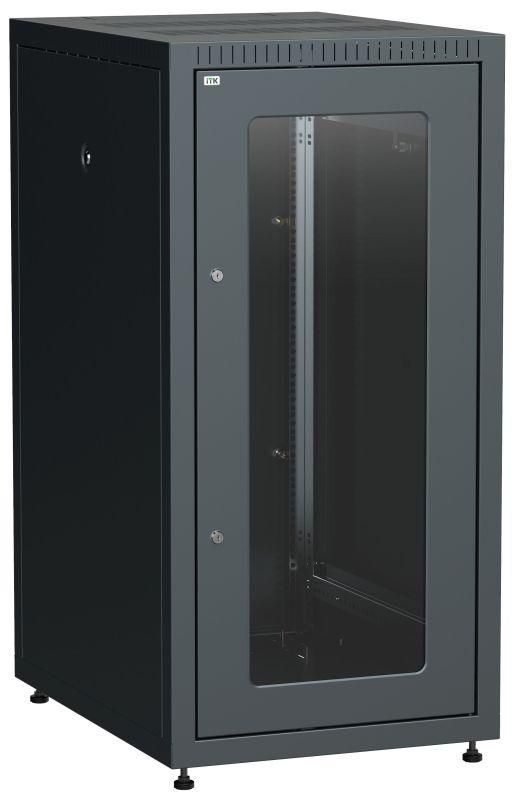 шкаф сетевой linea e 24u 600х800мм стекл. передняя дверь задняя металлическая черн. itk le05-24u68-gm от BTSprom.by
