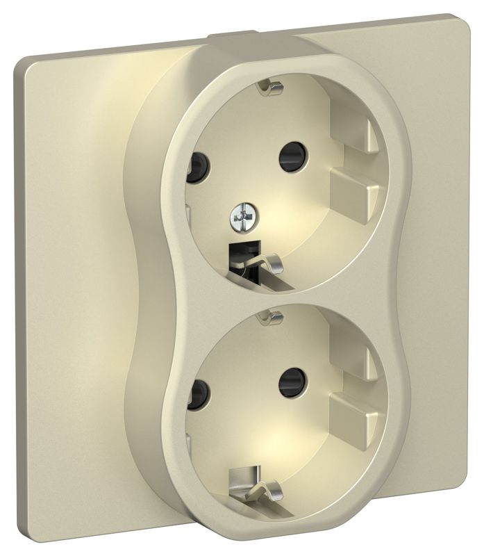 розетка 2-м сп flite рсш12-1-к-флш 16а с заземл. с защ. шторками безвинтовое крепление в сборе механизм шампань iek fi-r24c-16-1-k37 от BTSprom.by