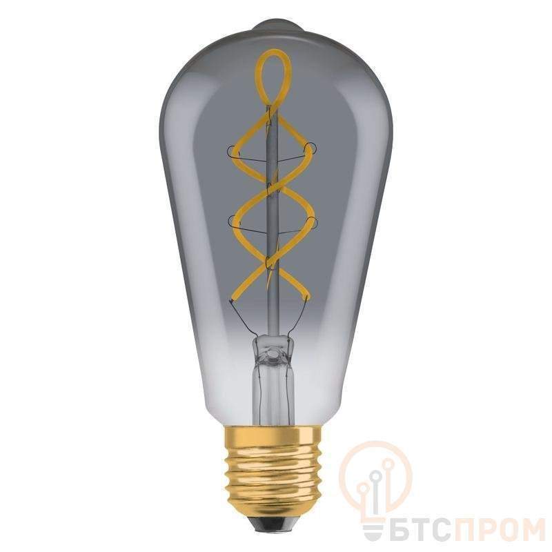 лампа светодиодная филаментная vintage 1906 led cl edison smoke 15 non-dim 818 5вт тепл. бел. e27 дым. osram 4058075269941 от BTSprom.by