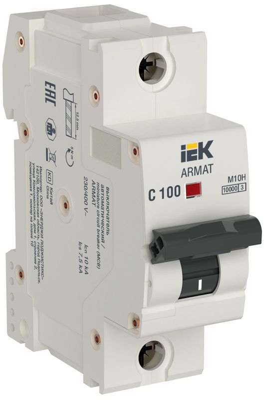 выключатель автоматический модульный 1п c 100а m10h armat iek ar-m10h-1-c100 от BTSprom.by