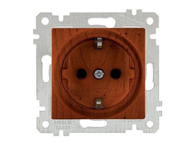 розетка 1-ая (скрытая, без рамки, с/з) вишня, rita, mutlusan (16 a, 250 v, ip 20) 2200 600 0256 от BTSprom.by