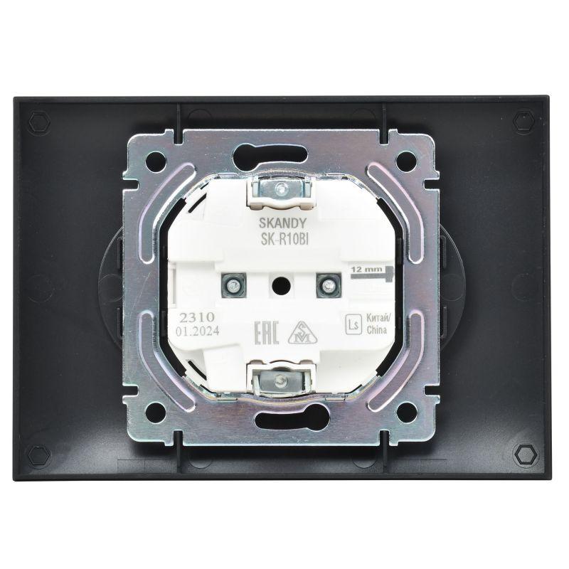  Розетка 2-м SKANDY 10А без заземл. без защ. шторок в сборе SK-R10Bl черн. IEK SK-R20-10-K02-F фото в каталоге от BTSprom.by
