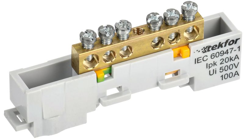 шина pe "земля" неизол. на универс. держ. 6х9-6-ж tekfor iek tf-nn10-06-dl-k05 от BTSprom.by