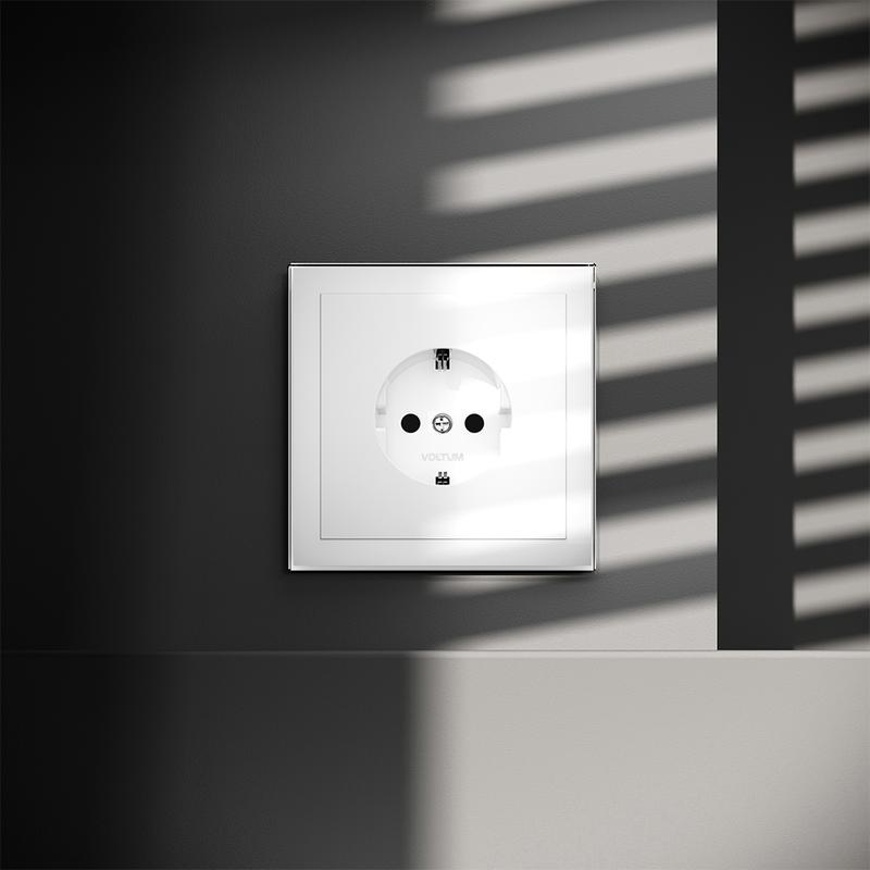  Розетка 1-м СП S70 16А с заземл. механизм бел. глянцевый Voltum VLS040101 фото в каталоге от BTSprom.by