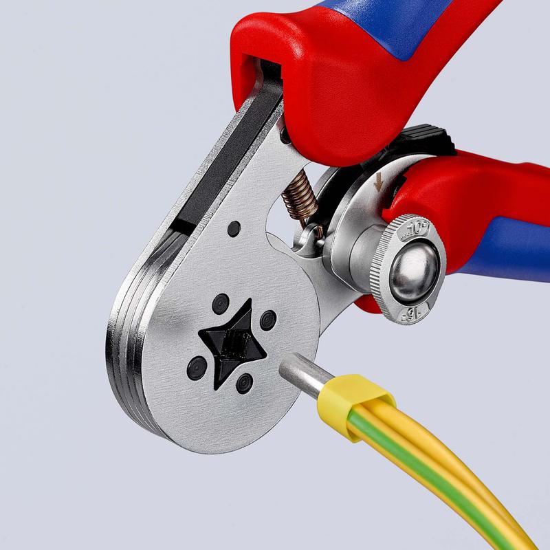  Пресс-клещи для контактных гильз квадратный обжим самонастраивающиеся с боковой установкой кол-во гнезд: 1 гильзы Knipex KN-975504 фото в каталоге от BTSprom.by