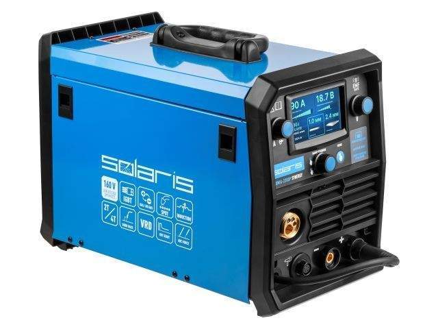 полуавтомат сварочный solaris alumig-230dp synergy (230в, mig/spot/flux/mma/tig/pulse/dp, синергетич.программы, евроразъем, горелка 3 м) от BTSprom.by