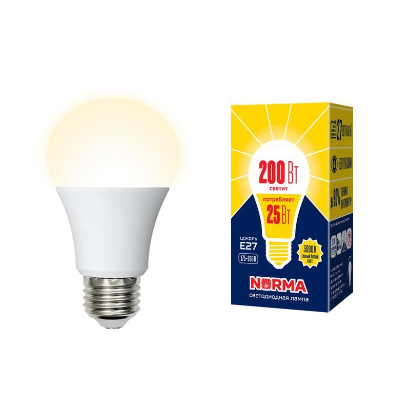 лампа светодиодная led-a70-25w/3000k/e27/fr/nr norma 25вт матовая 3000к тепл. бел. e27 (упак. картон) volpe ul-00004469 от BTSprom.by