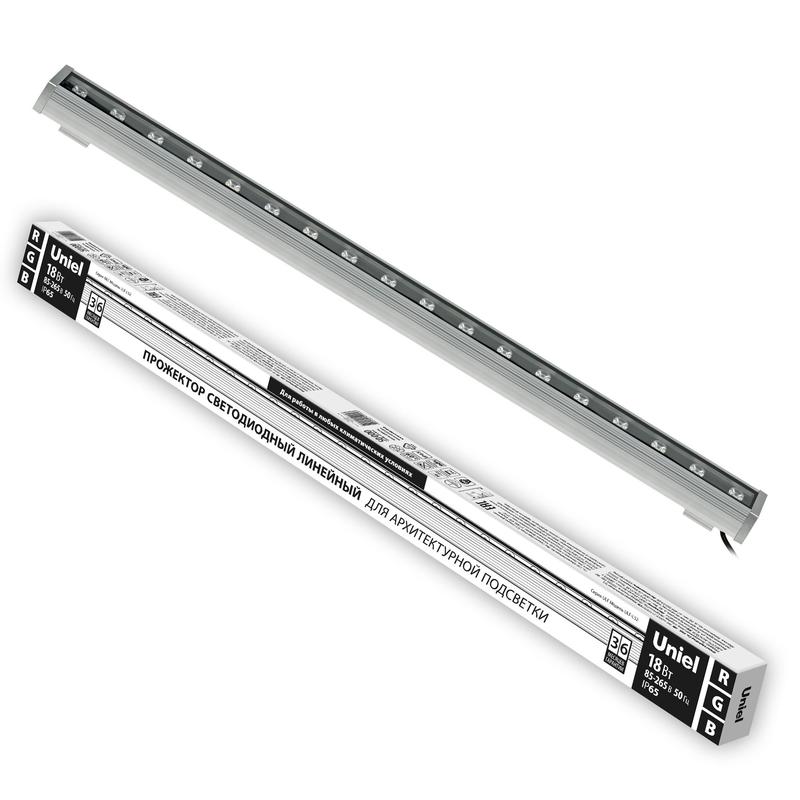 прожектор светодиодный ulf-l52-18w/rgb/l100 220v ip65 silver линейный 1000мм rgb алюм. uniel ul-00008363 от BTSprom.by