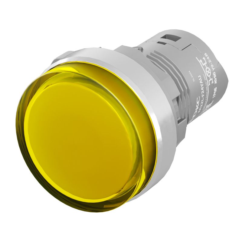 лампа сигнальная со встроенным диодом 9-24в алюм. кольцо зажим push-in желт. dkc m22l-f24yau от BTSprom.by