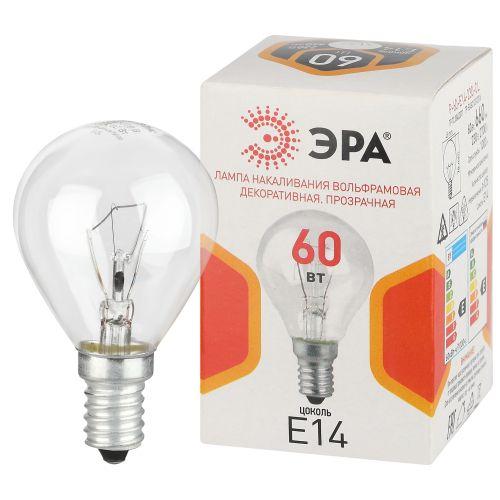 лампа накаливания p45 60вт шар прозрачная e14/e14 230в эра б0066522 от BTSprom.by