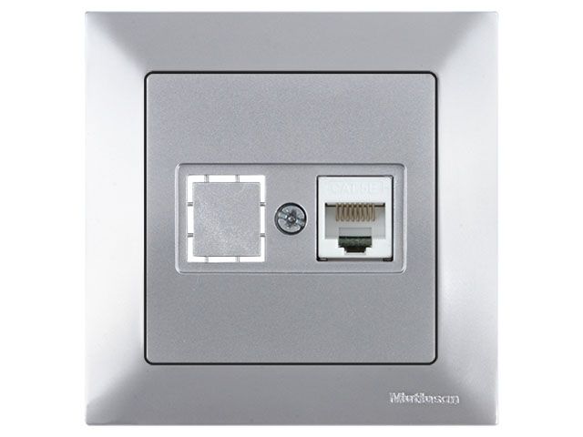 розетка компьютерная 1xrj45 (cat5e, скрытая) серебро, daria, mutlusan ((rj 45)   8-pin, соединения типа 568a или 568b) 2120 136 0182 от BTSprom.by