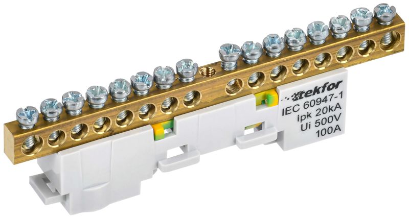 шина pe "земля" неизол. на универс. держ. 6х9-16-ж tekfor iek tf-nn10-16-dl-k05 от BTSprom.by