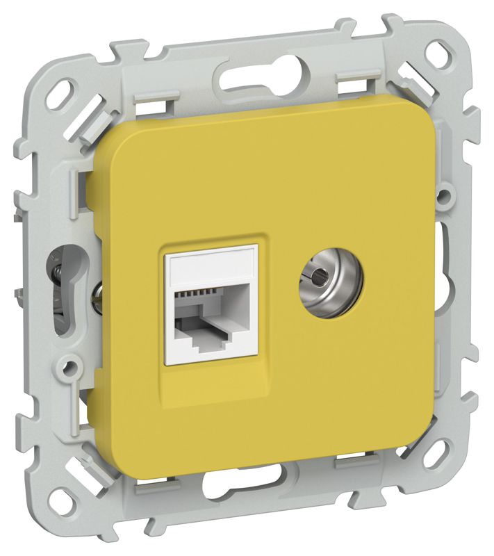 розетка 2-м сп flite рктв5е-2-0-флжк rj45/tv кат.5e utp механизм желт. карри iek fi-ak22-1-k44 от BTSprom.by