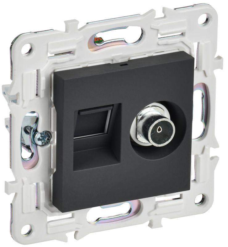 розетка двойная tv+rj45 кат.6e skandy sk-a15g графит iek sk-ak20-2-k53 от BTSprom.by