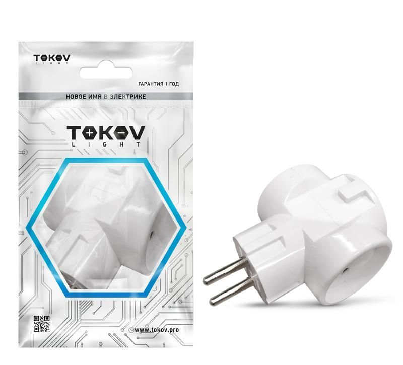 разветвитель 3-м без заземл. 10а 250в ip20 abs-пластик бел. tokov electric tkl-s3c-c01 от BTSprom.by