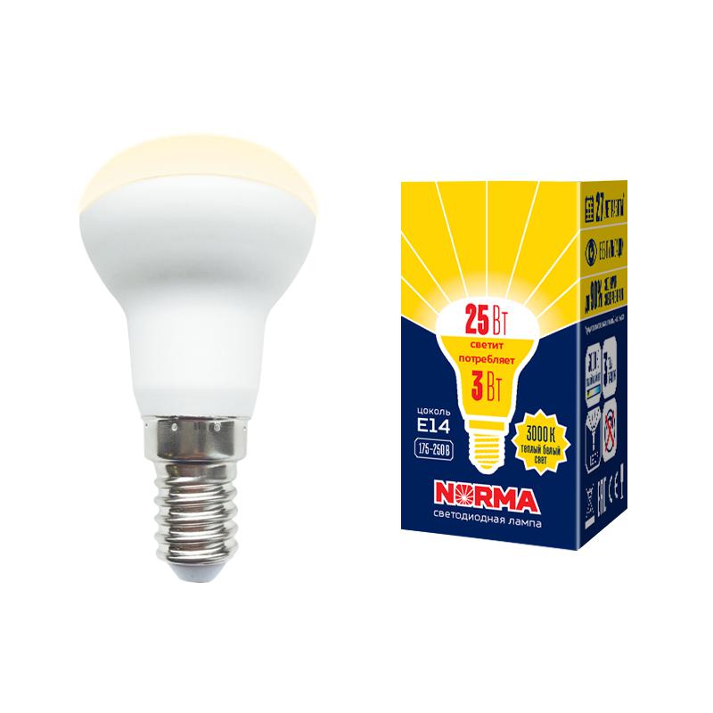 лампа светодиодная led-r39-3w/3000k/e14/fr/nr norma 3вт матовая 3000к тепл. бел. e14 (упак. картон) volpe ul-00005625 от BTSprom.by
