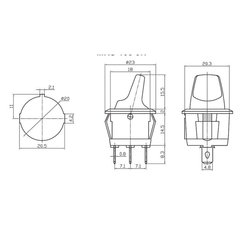  Выключатель клавишный круглый 250В 6А (3с) ON-OFF зел. Rexant 36-2603 фото в каталоге от BTSprom.by